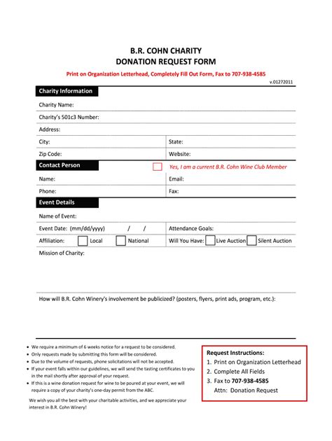 2011 2024 Br Cohn Charity Donation Request Form Fill Online