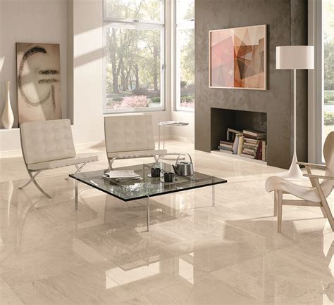 Polished Ivory Porcelain Tile Floor Living Room Tiles Tile Floor