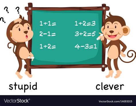 Opposite Words Stupid And Clever Royalty Free Vector Image