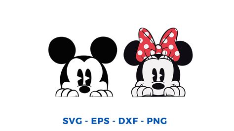 Mickey Minnie Mouse Peeking Bow Dot Layered Svg Vector Etsy