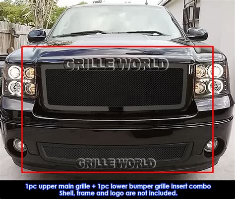 Fits 07 2013 Gmc Sierra 1500 New Body07 2010 Denali Black Mesh Grille