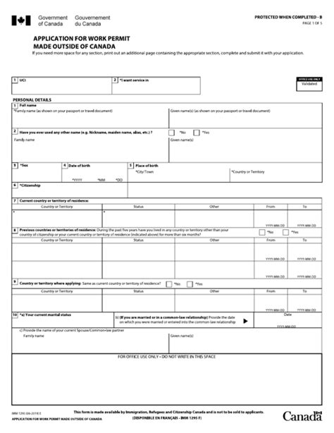 Form Imm1295 Fill Out Sign Online And Download Fillable Pdf Canada