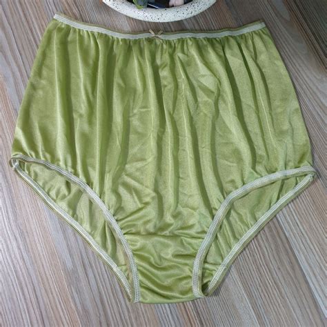 Vintage Silky Nylon Panties Olive Green Bikini Granny Gem