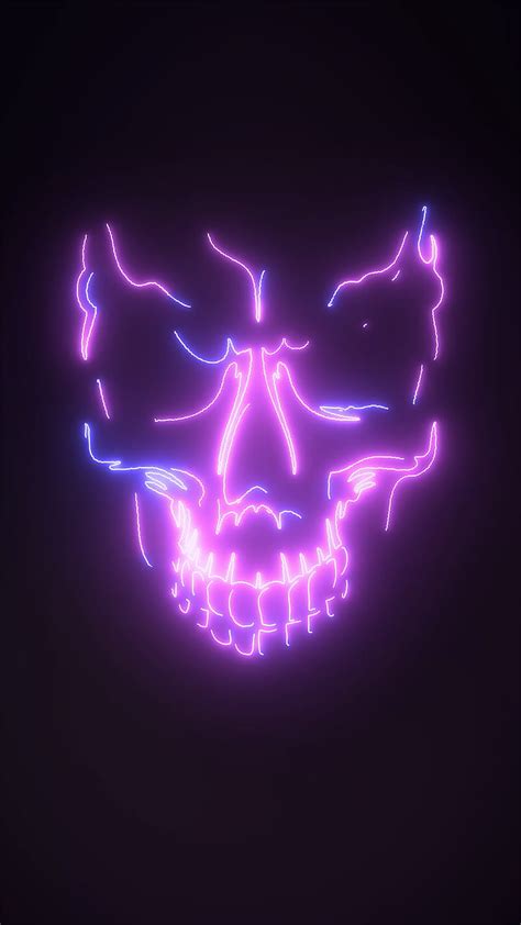 Purple Skull W Colourful Light Neon Hd Phone Wallpaper Peakpx