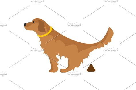 Dog Pooping Illustration Pre Designed Illustrator Graphics