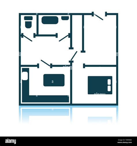 Icon Of Apartment Plan Shadow Reflection Design Vector Illustration