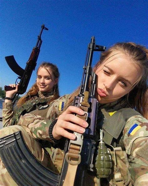 Cute Ukrainian Women With Guns Cute Ukraine Women Guns Two Ak 47 Holding Selfie