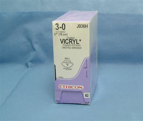 Ethicon J936h Vicryl Suture 3 0 27 Ps 1 Reverse Cutting Needle Da