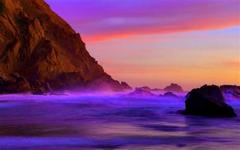 Outstanding Colorful Coastal Sunset Rocks Colors Sunset Coast Sea
