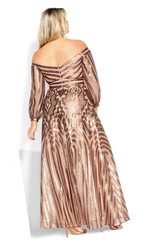 Womens Plus Size Skylar Rose Gold Sequin Luxe Maxi Dress