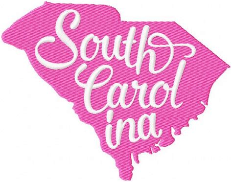 South Carolina State Silhouette Machine Embroidery Design Bling