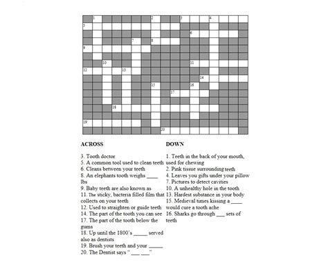 Dental crossword puzzle