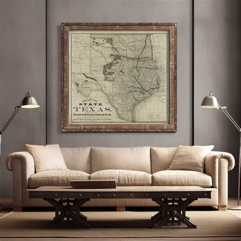 Old Map Of Texas 1876 Vintage Historical Wall Map Antique Ma Inspire