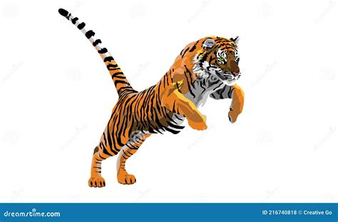 Tigre Saltando De Color Sobre Un Fondo Aislado Ilustración del Vector