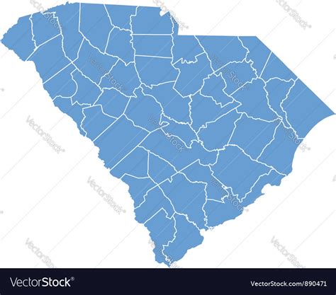 State Map Of South Carolina By Counties Royalty Free Vector