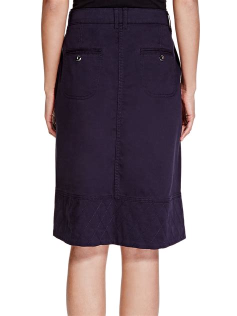 Marks And Spencer Mand5 Navy Cotton Rich A Line Chino Skirt Size 8