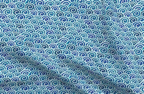 Waves Fabric Waves Of Waves By Sandityche Waves Blue Swirl Etsy