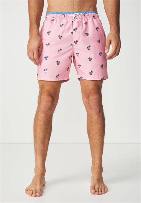 Basic Swimshorts Pink Palm Icon Cotton On Swimwear