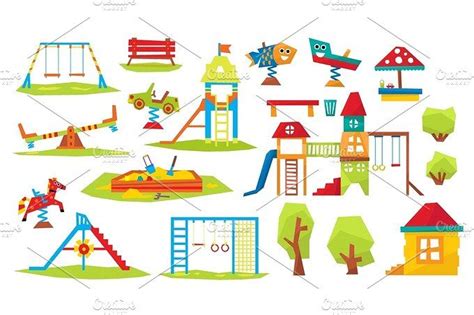 Children Playground Vector Illustration Kids Playground Vector