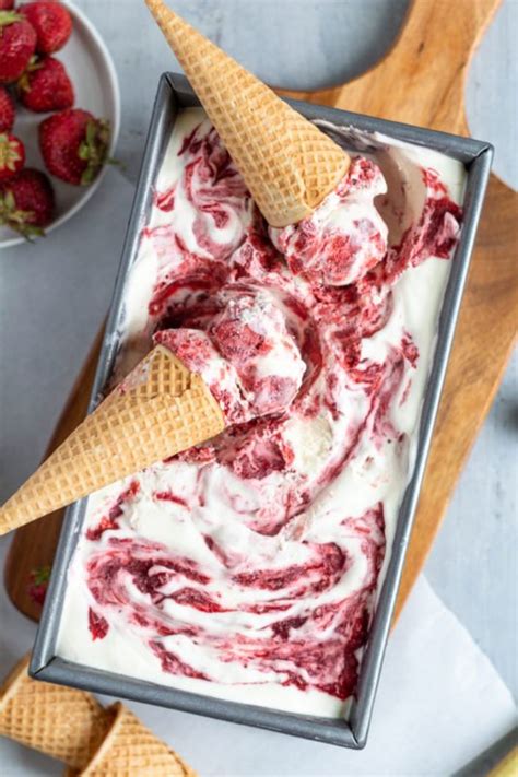 No Churn Strawberry Rhubarb Ice Cream Island Bakes