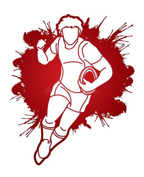 Rugby Player Action Cartoon Sport Graphic Stock Vector Illustration