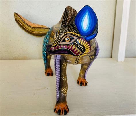 Fox Alebrije Wood Carving Mexican Folk Art Sculpture Alebrije Etsy