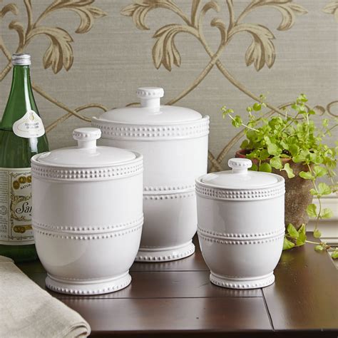 White Decorative Canister Sets Kitchen Canisters Two Tone Modern