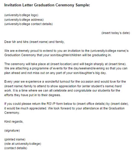 I confirm that i have invited mr. Invitation Letter Graduation Ceremony Sample | Just Letter ...