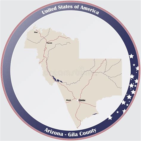 Map Of Gila County In Arizona Stock Vector Illustration Of Education