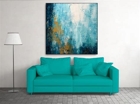 Turquoise Contemporary Art Original Painting Abstract Large Etsy