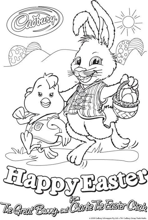 Cadbury Easter Rabbit And Chick Colouring Page Au