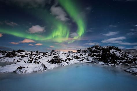 Blue Lagoon And Northern Lights From Reykjavik