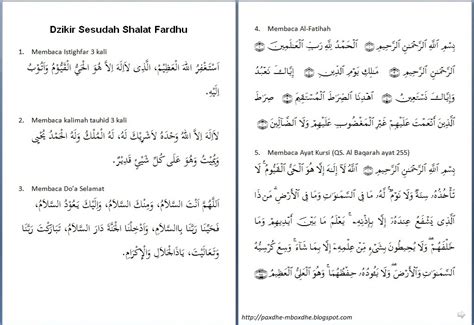Bacaan Dzikir Setelah Shalat - Paxdhe Mboxdhe