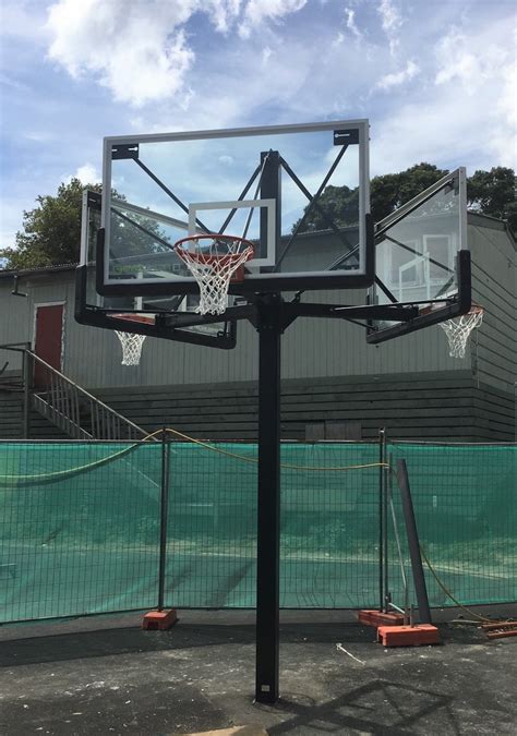 Three Way Basketball Tower With Glass Backboards Mayfield Sports For