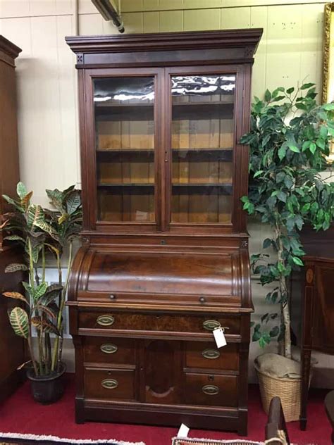 Roll top desk makeover — blue roof cabin. Antique Cylinder Roll Top Desk - Secretary with Bookcase ...