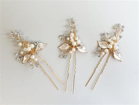 Rose Gold Hair Pins Floral Wedding Headpiece Wedding Accessories