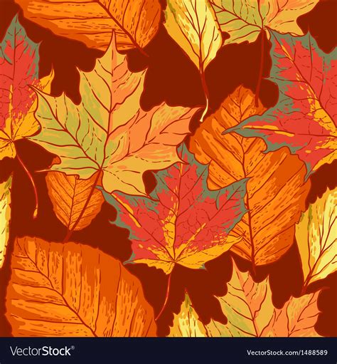 Seamless Pattern With Leaves Royalty Free Vector Image