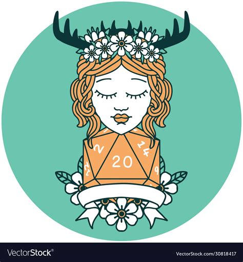 Human Druid With Natural Twenty Roll Icon Vector Image