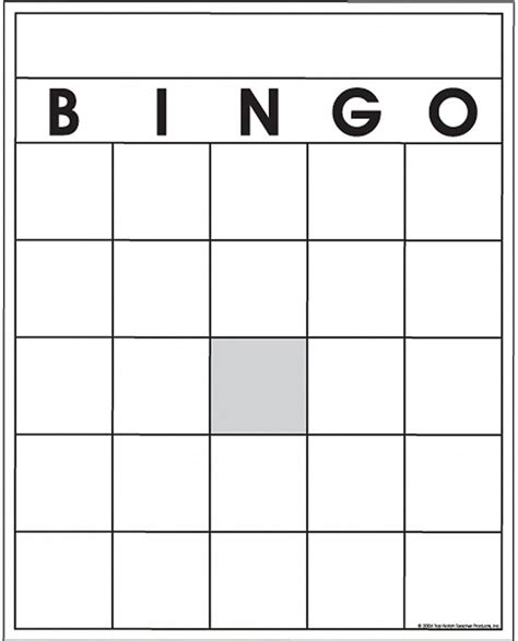 Blank Bingo Card Template ~ Addictionary