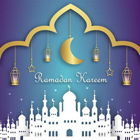 Ramadan Kareem Banner With Mosque Silhouette 834772 Vector Art At Vecteezy
