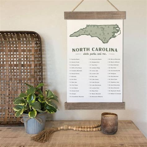 North Carolina State Park Checklist Map With Pen Nc Wall Art Etsy Ireland
