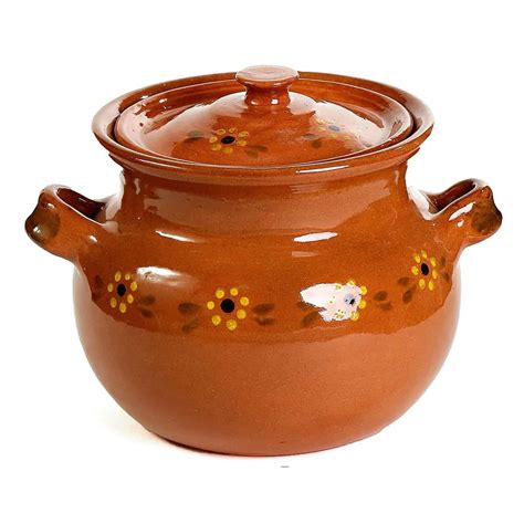 Mexican Traditional Clay Bean Pot Terracotta Muy Bueno Cookbook