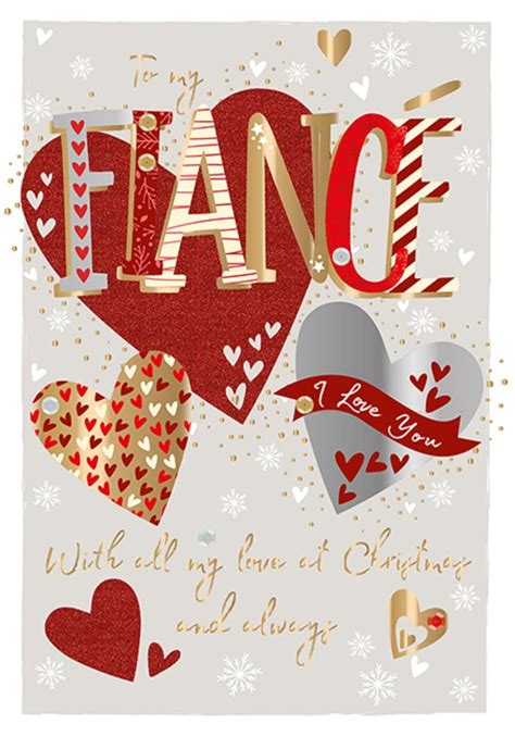 To My Fiancé Embellished Christmas Greeting Card Cards
