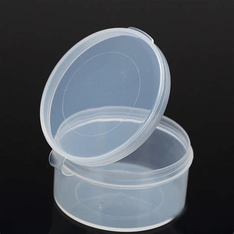 5 Pcs Small Round Plastic Clear Transparent With Lid Collection
