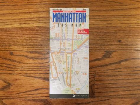 Manhattan Bus Map September New York City Transit Mta Vintage