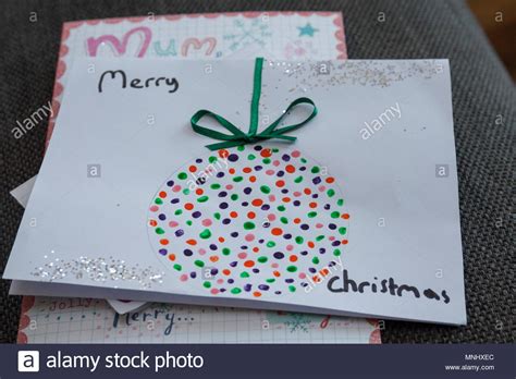 You'll only need white paint and no intricate potato carving making these very easy to create. Homemade children child kids christmas card, markers ...