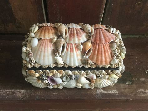 Vintage Seashell Treasure Chest Jewelry Box Trinket Box Etsy