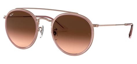 Ray Ban Rb3647n Round Double Bridge Sunglasses Pink Pink Brown