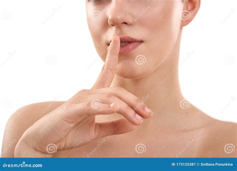 Keep My Secret Beautiful Sensual Woman Keeping Finger On Lips While