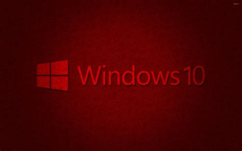 Windows 10 Text Logo On Dark Red Pattern Wallpaper Computer